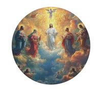 Jesus Christ - Religion 120 Piece Round Puzzle Faith Animal Shape Large Format Challenging Puzzle Decorative Finish Home Wall Art Ready Stress Relief Challenging 120 PCS