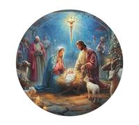 Jesus Christ - Religion 120 Piece Round Puzzle Faith Animal Shape Large Format Challenging Puzzle Decorative Finish Home Wall Art Ready Stress Relief Challenging 120 PCS