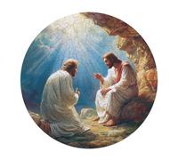 Jesus Christ - Religion 120 Piece Round Puzzle Faith Animal Shape Relaxing Home Decor Puzzle Stress Relief for Adults & Kids Creative Challeng Challenging 120 PCS