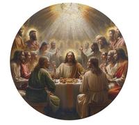 Jesus Christ - Religion 195 Piece Circular Jigsaw Puzzle Conviction Faith Animal Shape Durable Large Format Puzzle Stress Relief Home Decor Educational AgesChallenging 195 PCS