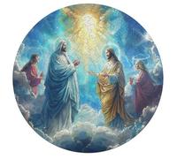 Jesus Christ - Religion 195 Piece Circular Jigsaw Puzzle Conviction Faith Animal Shape Premium Home Decor Stress Relief Puzzle for All Ages Creative Challeng Challenging 195 PCS