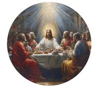 Jesus Christ - Religion 195 Piece Circular Jigsaw Puzzle Faith Animal Shape All Ages Suitable Stress Relief Puzzle Educational Learning Through Play Home Decor 195 PCS