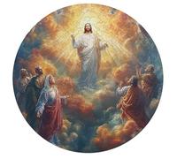 Jesus Christ - Religion 195 Piece Circular Jigsaw Puzzle Faith Animal Shape Educational Home Decor Puzzle Stress Relief for All Ages Creative Challeng Challenging 195 PCS