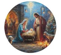 Jesus Christ - Religion 195 Piece Round Puzzle Faith Animal Shape Relaxing Activity Stress Relief Puzzle for Families Home Decor Creative Challenge Educational 195 PCS