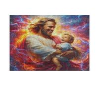 Jesus Christ - Religion 300 Pieces Set Classic Jigsaw Puzzle Faith Couple Puzzle Partners Mind Relaxation Wall Decor Easter New Year Premium Cardboard 300 PCS