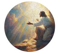 Jesus Christ - Religion 68 Piece Circular Puzzle Conviction Faith Animal Shape Premium Home Decor Puzzle Stress Relief Relaxing Activity for Adults & Kids Educational 68 PCS