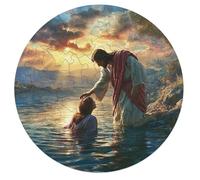 Jesus Christ - Religion 68 Piece Circular Puzzle Faith Animal Shape All Ages Suitable Stress Relief & Educational Puzzle Home Decor Family Activity Challenging 68 PCS