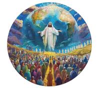 Jesus Christ - Religion 68 Piece Round Jigsaw Puzzle Conviction Faith Animal Shape Premium Brainteaser Puzzle Relaxing Activity Home Decor Gift Educational Challenging 68 PCS