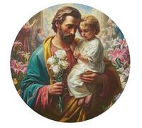 Jesus Christ - Religion 68 Piece Round Puzzle Faith Animal Shape Durable Premium Puzzle Stress Relief Relaxing Activity Home Decor Challenging Educational 68 PCS