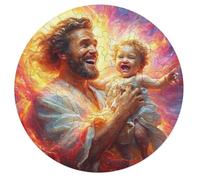Jesus Christ - Religion 68 Piece Round Puzzle Faith Animal Shape Relaxing Home Decor Puzzle Stress Relief for Adults & Kids Creative Challeng Challenging 68 PCS