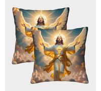 Jesus Christ-religious Divine Art Pillow Covers 2 Pack Cozy Pillowcases Art Cushion Covers Polyester Decorative Couch Living Room 50x50cm