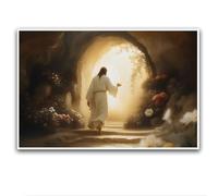 Jesus Christ Resurrected Easter Painting Jesus Christ Leaving The Tomb He Alive Christian Wall Art Ressurection Religious Gifts LDS Home Decor - Indoor Home Decor Church Wall Decorations UnFramed