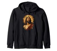 Jesus Christ Sacred Devotional Portrait Art Faith Zip Hoodie