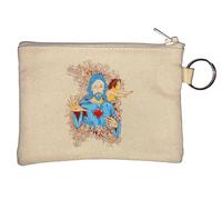Jesus Christ Sacred Heart Catholic Christian Art Key Chain Coin Purse Beige