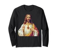 Jesus Christ Sacred Heart Peace Sign Portrait Long Sleeve T-Shirt