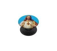 Jesus Christ Sacred Heart Peace Sign Portrait PopSockets Adhesive PopGrip