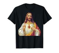 Jesus Christ Sacred Heart Peace Sign Portrait T-Shirt