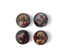 Jesus Christ Sacred Heart Refrigerator Magnets Set - 4 Pack Stained Glass Style Religious Fridge Magnets