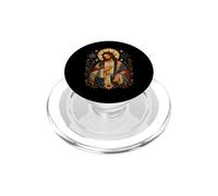 Jesus Christ Sacred Icon With Stars And Flowers Art Design PopSockets PopGrip for MagSafe