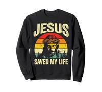 Jesus Christ Saved My Life Christian Believer God Retro Men Sweatshirt
