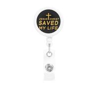 Jesus Christ Saved My Life Retractable Badge Holder Bulk ConvenientBadge Reels Badge Clip for NurseTeacher Student Office Staff Name Tag