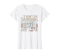 Jesus Christ Saved My Life Value Graphic T-Shirt, Women, White, L