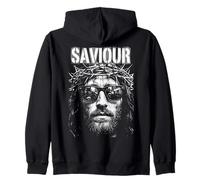 Jesus Christ Saviour Retro Vintage Christian Pop Art Zip Hoodie