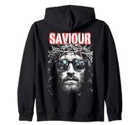 Jesus Christ Saviour Retro Vintage Christian Pop Art Zip Hoodie