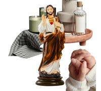 Jesus Christ Sculpture, 8.2 Inch Jesus Tabletop Decor, Resin Christian Statue for Prayer Room Display Ceremony Living Room Church Indoor Bedroom Bookshelf