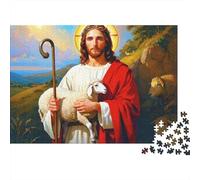 Jesus Christ Shepherd 1000 Pieces Puzzles Beautiful View Jesus Good Shepherd Wall Decoration Educational Game for Men And Women Challenging Jigsaw Jigsaw Puzzles for Adults 38x26cm/1000pcs