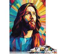 Jesus Christ Stained Glass Puzzle DIY Game Paper Rectangular Jigsaw Puzzle for Boy Or Girl Birthday Present 1000pcs (38x26cm)