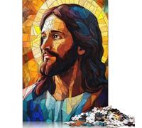 Jesus Christ Stained Glass Puzzle Jigsaws 1000 Pieces for Adults & Teenager Age 12 Years Up Christmas Eve Gifts 1000pcs (75x50cm)