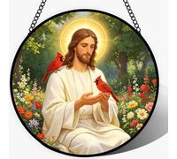 Jesus Christ Suncatcher Stained Glass Window Hanging Christian Gift
