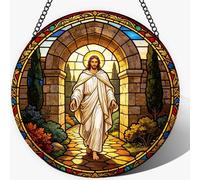 Jesus Christ Suncatcher Stained Glass Window Hanging Christian Home Decor