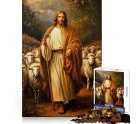 Jesus Christ The Good Shepherd Painting Adult Jigsaw Puzzles 1000 Pieces Logic Skill Accurate Edge Family Bond Nice Decor (38x26cm)