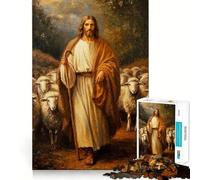 Jesus Christ The Good Shepherd Painting Adult Jigsaw Puzzles 1000 Pieces Logic Skill Accurate Edge Family Bond Nice Decor (38x26cm)