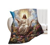 Jesus Christ Throw Blanket Christian Religious Faith Blanket Bible Verses Inspirational Prayer Jesus Catholic Gifts Scripture Spiritual Fleece Throw Blanket Home Decor for Bed Couch 60"x80"