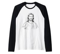 Jesus Christ Thumbs Up Funny Christianity Roman Catholic Raglan Baseball Tee