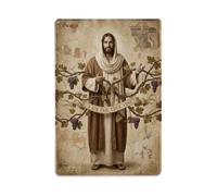 Jesus Christ True Vine Branches Abide Fruit Signage Metal Tin Sign