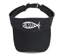 Jesus Christ Visor Hat Black Running Visors for Women Stretchy Adjustable Sports Sun Hats for Men Life Jesus Christian Fish Sun Visor for Guys UV Protection Golf Visors,Christian Gifts for Women