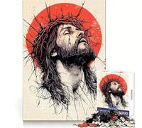 Jesus Christ with Crown Thorns 1000 Pieces Puzzles for Adults Serene Game Quality Print Pattern Build Home Display (38x52cm)