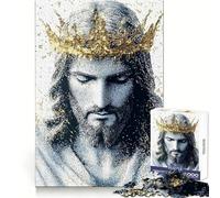 Jesus Christ with Golden Crown Art Jigsaw Puzzles 1000 Piece for Adults Calm Daily Snug Joint Joyful Challenge (50x75cm)
