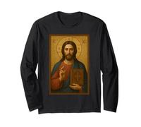 Jesus Christ with The Holy Bible Icon - Orthodox Icon Long Sleeve T-Shirt