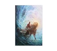 Jesus Christian Canvas Wall Art Hand of God Reaching Into Water Picture for Living Room Bathroom Bedroom Church Home Decoration Unframe-style-3 20x30inch(50x75cm)