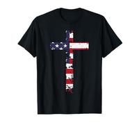 Jesus Christian Cross American Flag Patriotic Faith USA T-Shirt