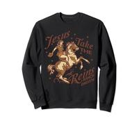Jesus Christian Take The Reins, Cowboy Horsing, Barrel Racer Sweatshirt