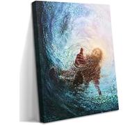 Jesus Christian Wall Art, Hand of God Canvas Paintings Posters Prints, Christ Religion Bible Jesus Salvation Wall Decor for Church Study Prayer Room Home Decoration 12x16 in Framed (16 * 24)
