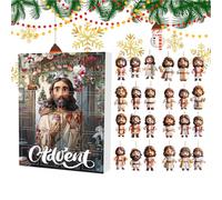 Jesus Christmas Advent,2D Acrylic Jesus Religious Decorations - 24 Days Christian Tree Ornament Countdown to Christmas - for Home Wall Car Rearview Mirror Family Vacation
