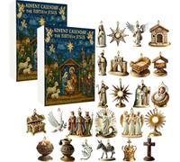 Jesus Christmas Calendar 2025,24-Pendant Nativity of Jesus Countdown Calendar,2D Collectible Keepsake Religious,Religious Christmas Decor Countdown Calendarss for Family Lovers Friends