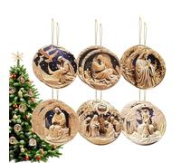 Jesus Christmas Decoration | 12-Piece Wooden Christmas Decoration | Christian Car Interior Mirror Jesus Decoration for Wall Tree Church Wedding Bedroom Living Room